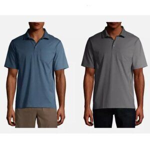 George Men's Jersey Polo Shirts Size M‎ Gray/Light Blue Cotton Lot of 2